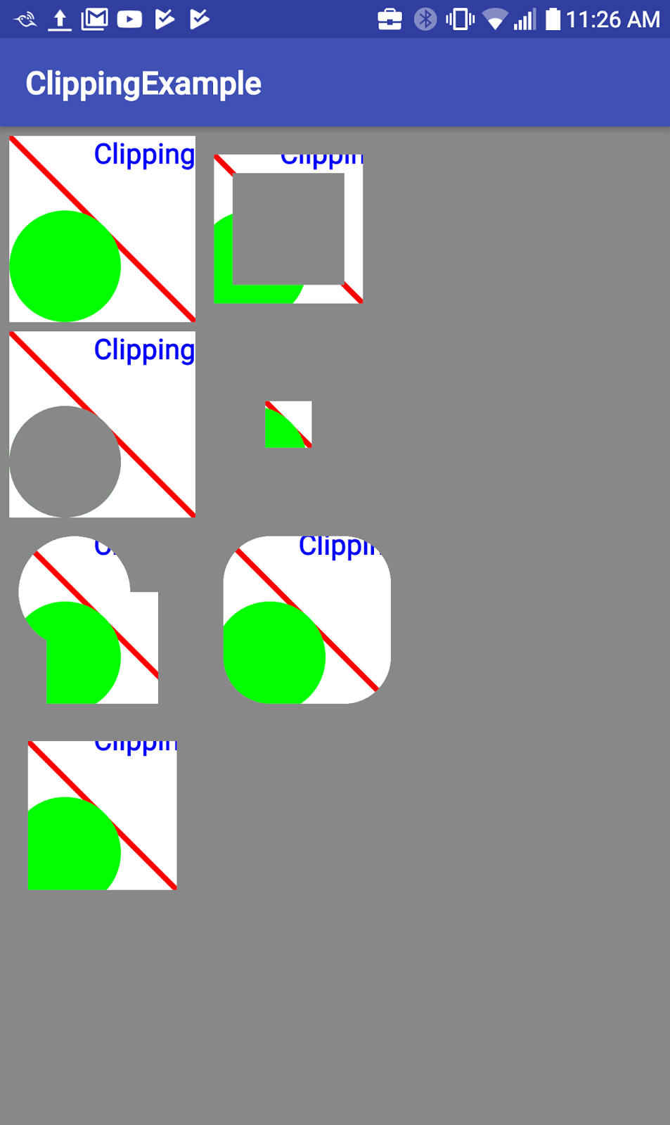  Clipping rectangle for one square
