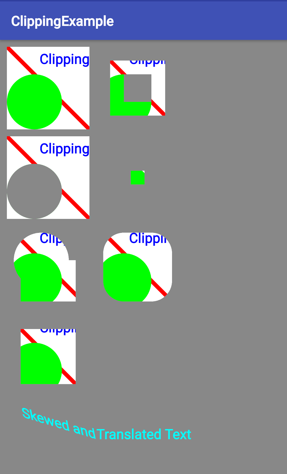  Screenshot for the ClippingExample app