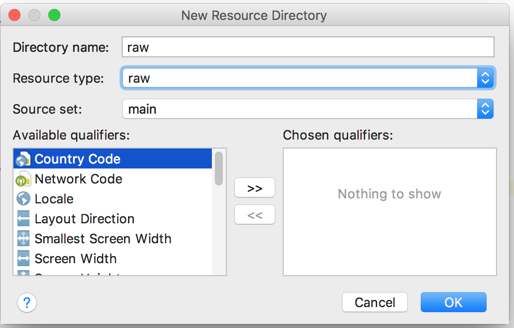  Create a raw resource directory in the project