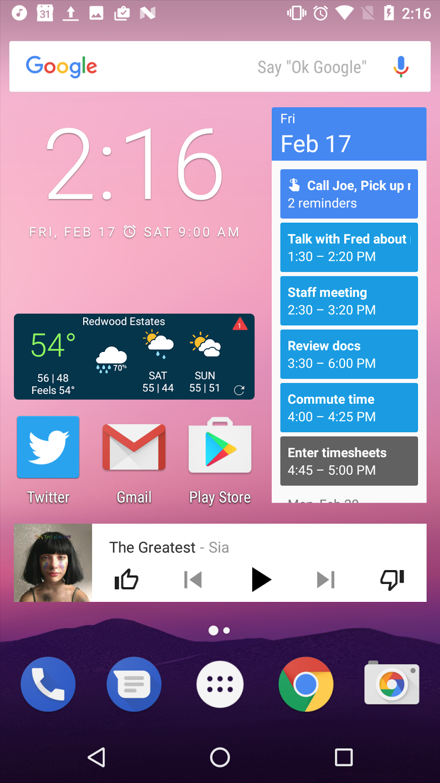  Clock, weather, calendar, and music-player app widgets