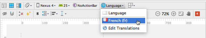  Select the language from the Language menu in the Layout Editor.