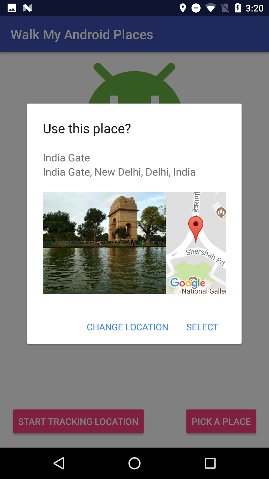  The place-picker UI allows the user to select a place