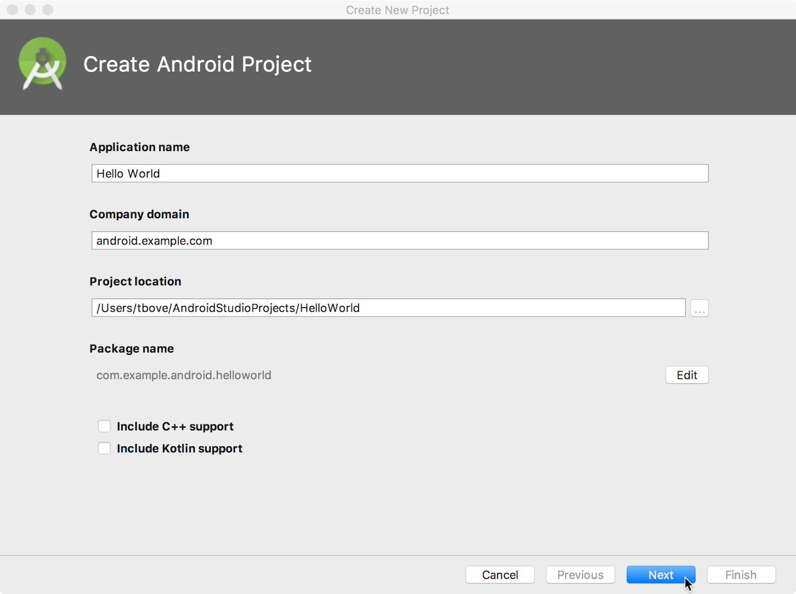  Creating an Android project