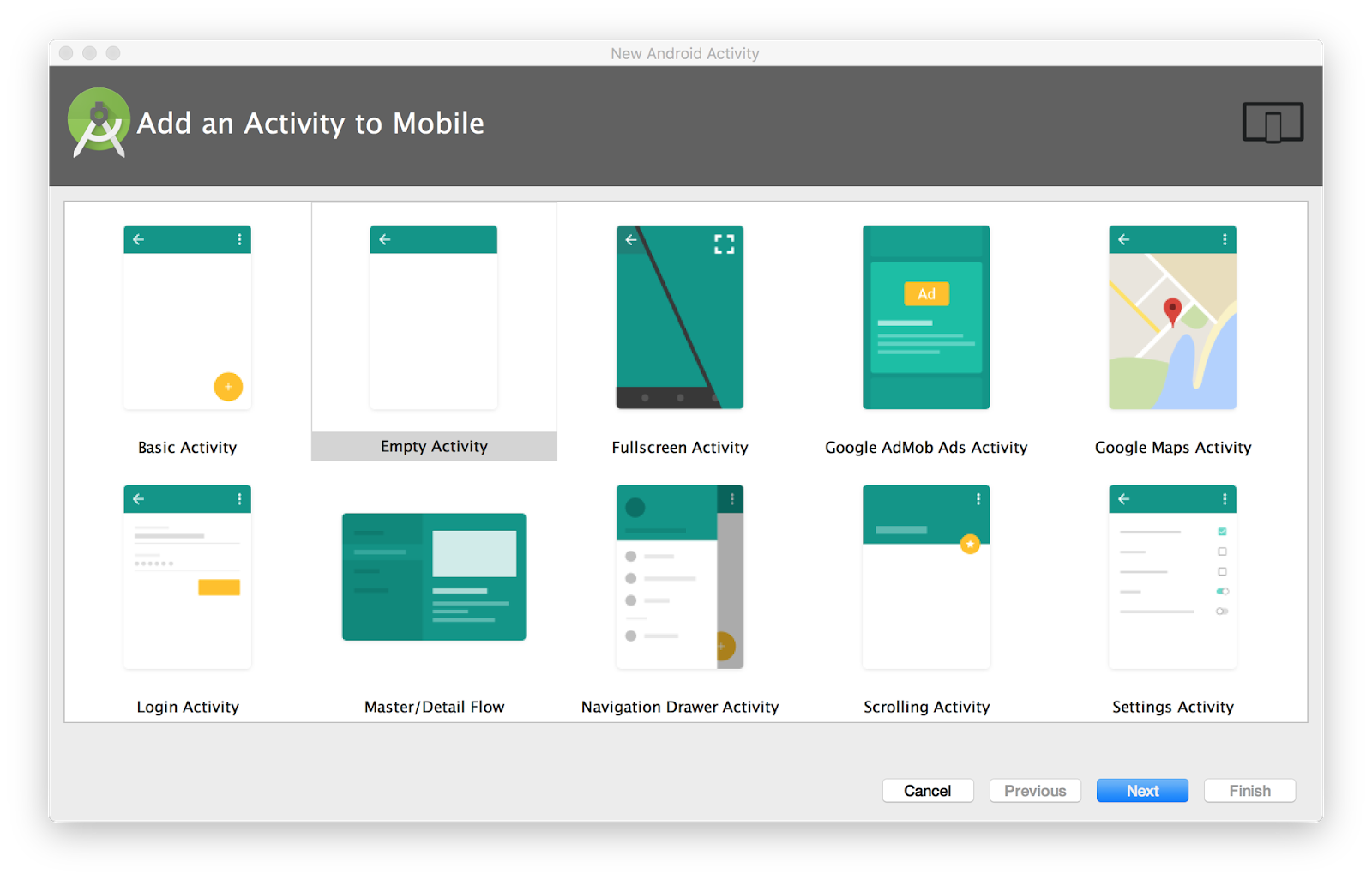  Activity Gallery in Android Studio