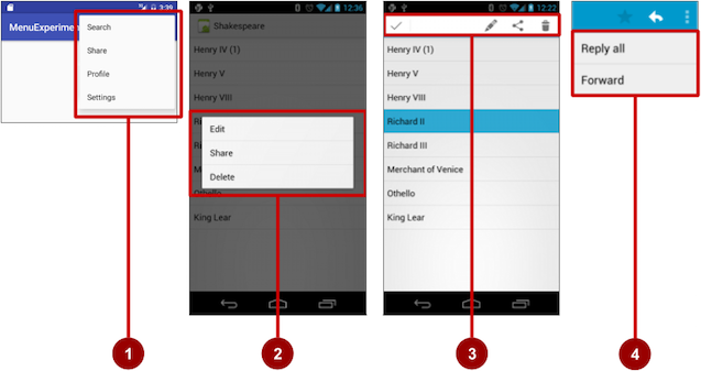  Types of menus