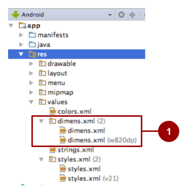  Alternative resources in the Android pane in Android Studio, noborder