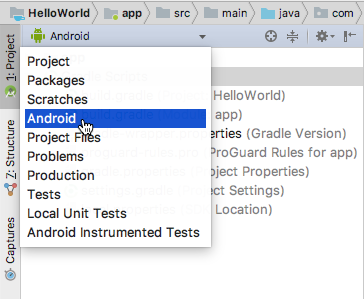  The Project > Android pane