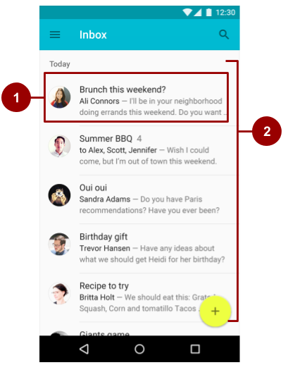  Example of a list, noborder