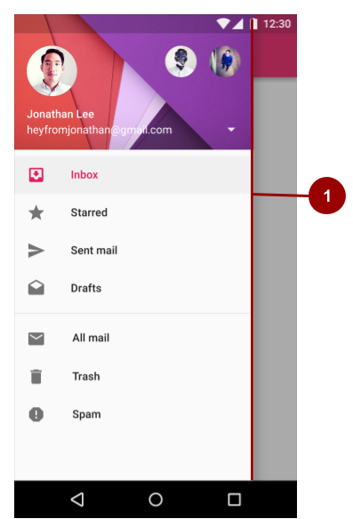  Navigation drawer example, noborder