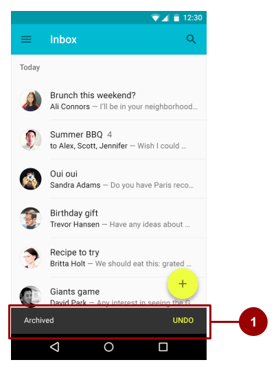  Snackbar message, noborder
