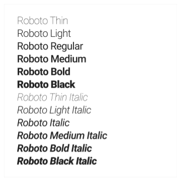 Roboto font weights