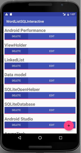 WordListSQLInteractive app screens. 