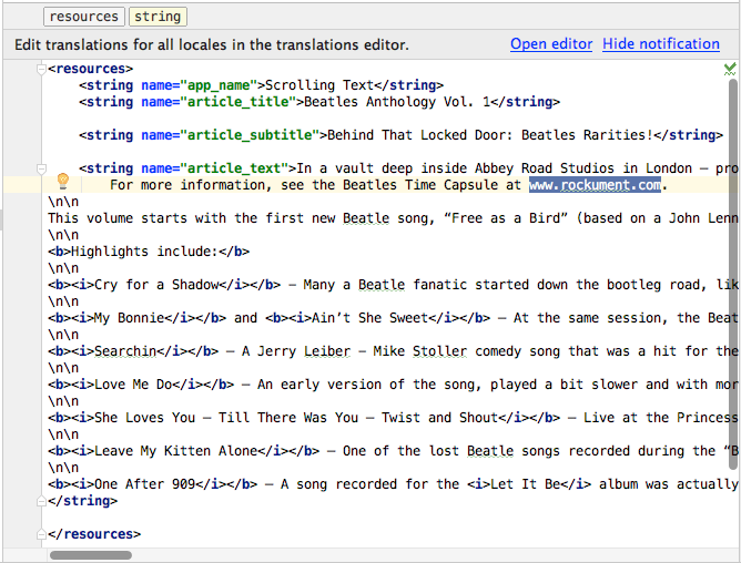 The Article Text with HTML Tags