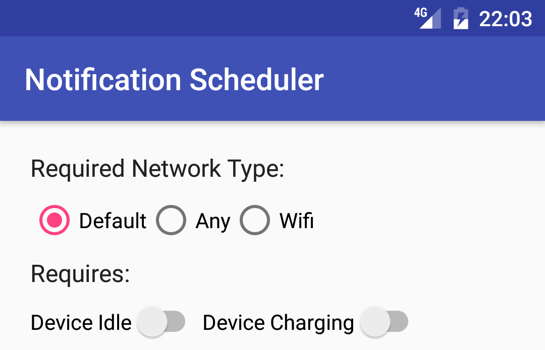 UI Controls for Device Idle and Device Charging Options